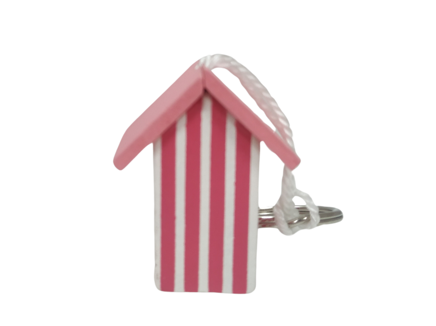 Stiped Red white Beach Hut Keyring keychain