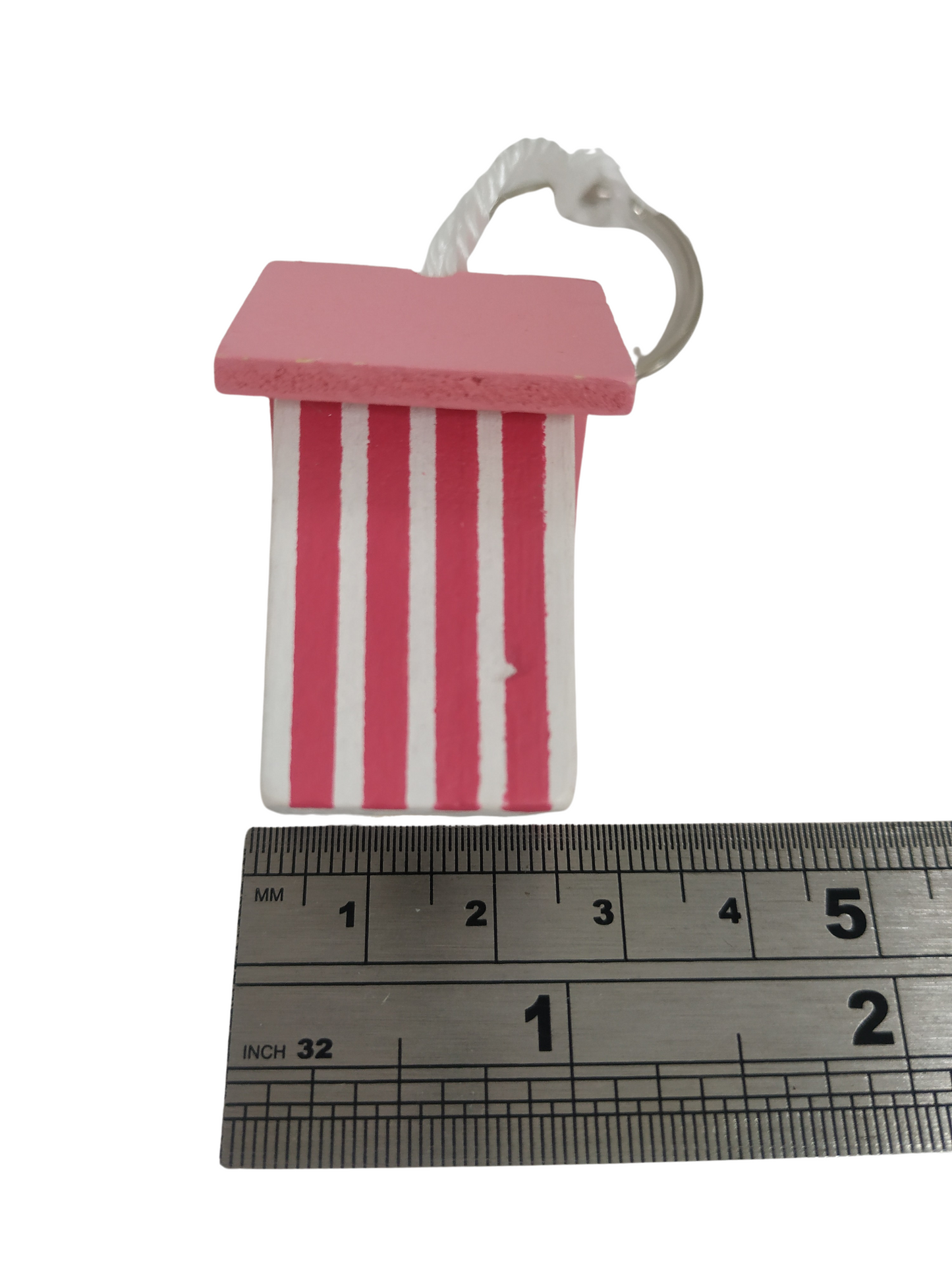 Stiped Red white Beach Hut Keyring keychain