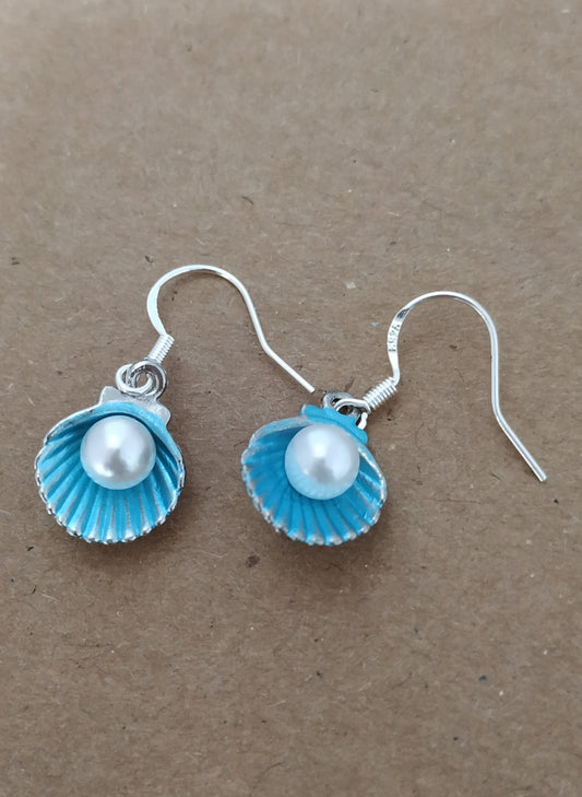 Blue Seashell Pearl Earrings Stamped S925 silver plated hooks Party Promotion Novelty Earrings