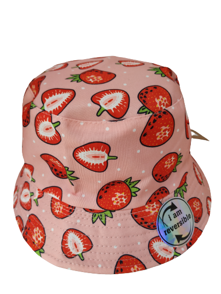 Strawberry Pink Bucket Hat Reversible Unisex One size 100% Cotton Party Festival Travel Promotion Hat