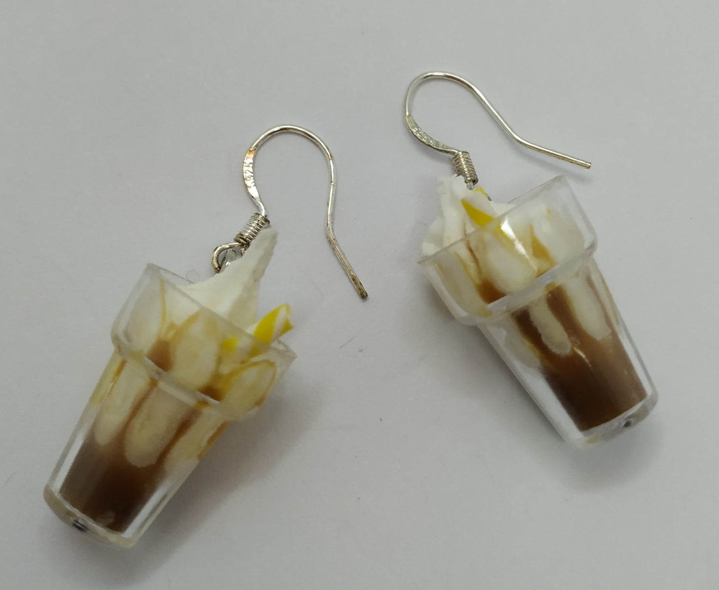 Chocolate Milkshake Earrings Stamped S925 Silver Plated Hooks Party Novelty Earrings