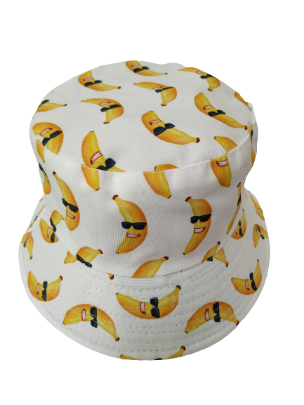 Bananas Sunglasses White Bucket hat Revisable Unisex One size 100% Cotton Summer Hat