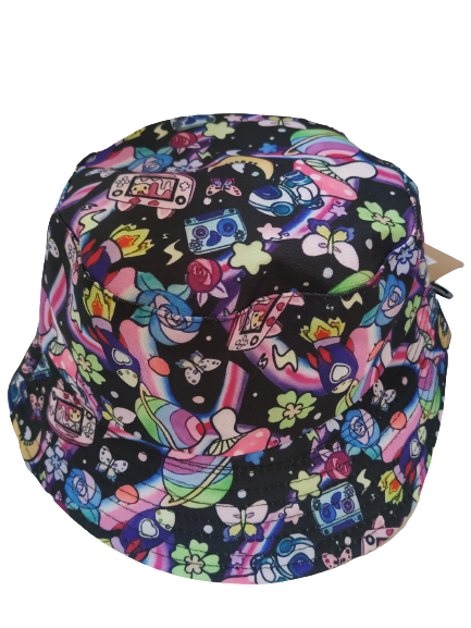 Zooming Space Bucket Hat Reversible Unisex One size 100% Cotton Party Festival Travel Promotion Hat