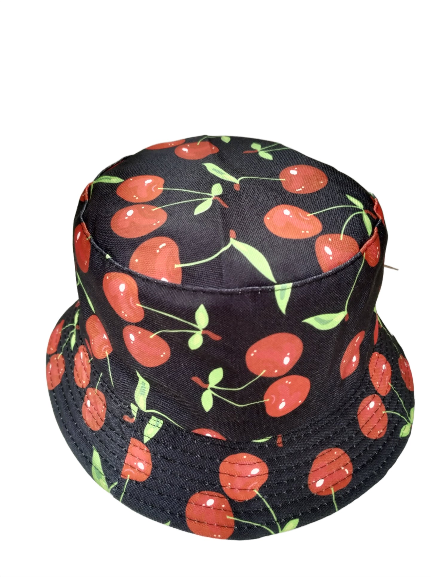 Red Cherries Black Bucket hat reversible Unisex One size