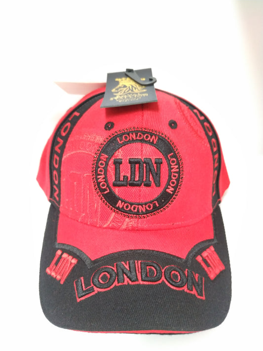 Red Original London Baseball Cap Red Fabric One Size Adjustable Unisex Embroidered Adults