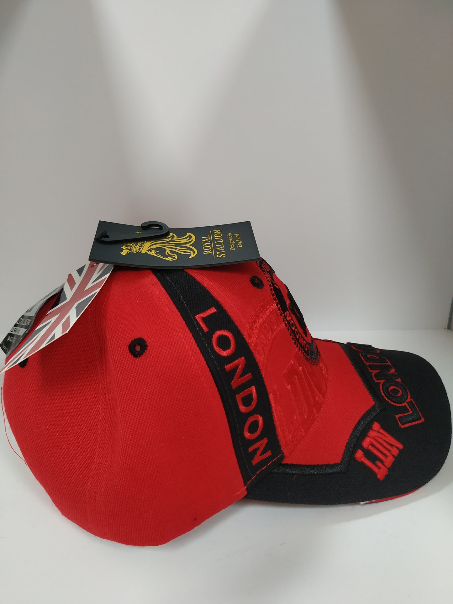 Red Original London Baseball Cap Red Fabric One Size Adjustable Unisex Embroidered Adults